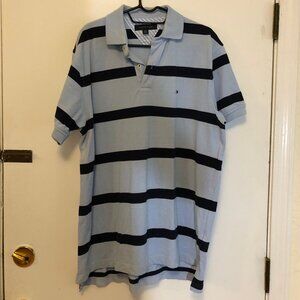 Tommy Hilfiger striped blue polo shirt M